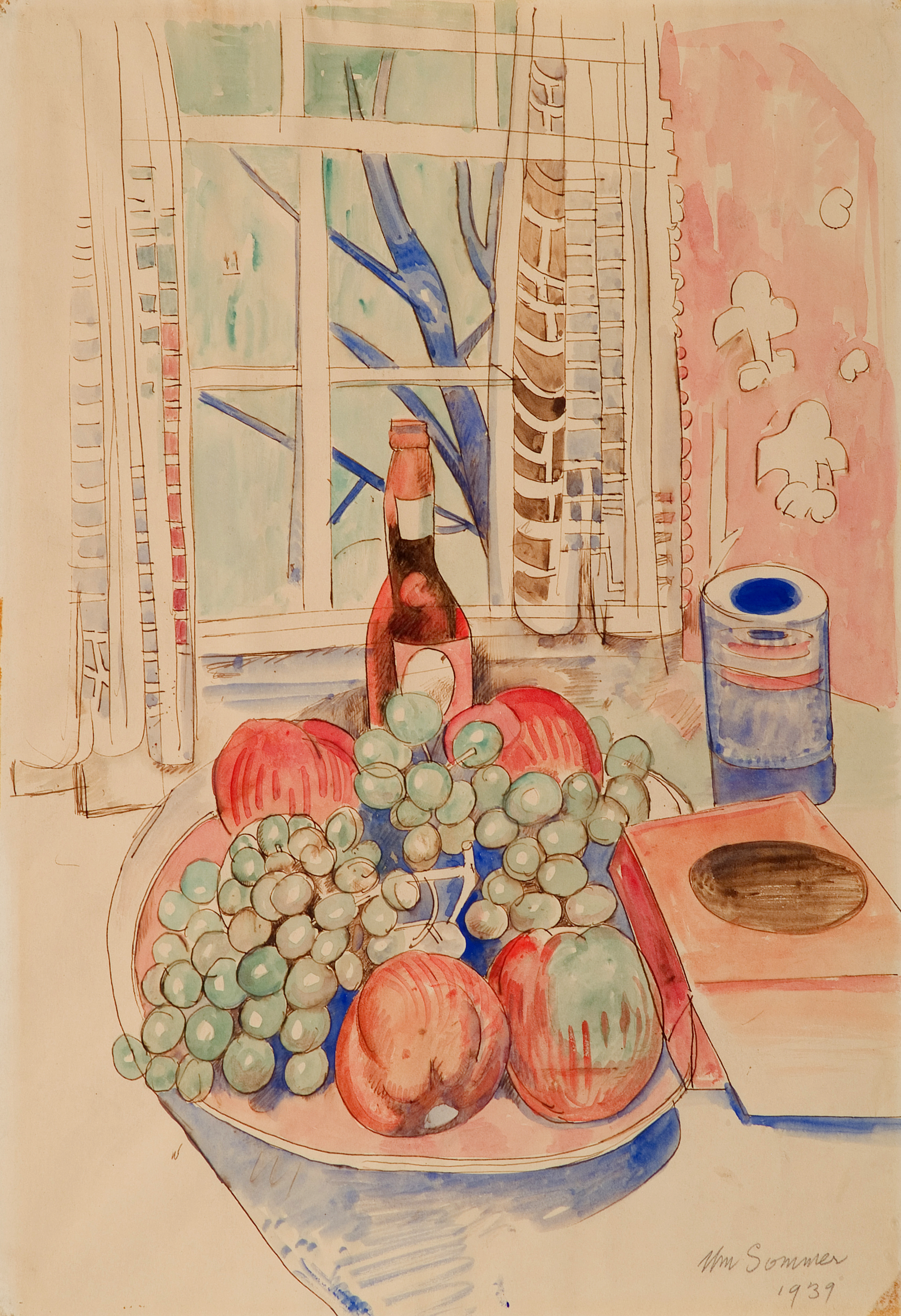 Fruit and Wine in Window