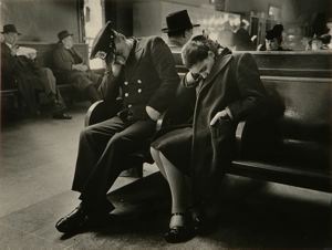 Sleeping passengers in terminal waiting room