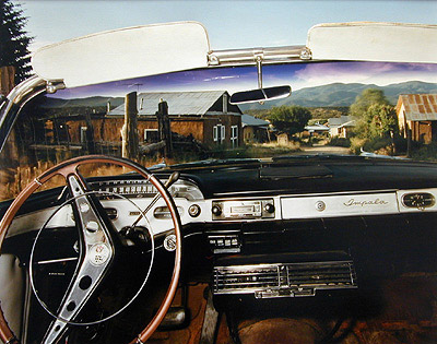 Chamisal, New Mexico, Looking North from Juan Dominguez's 1957 Chevrolet Impala