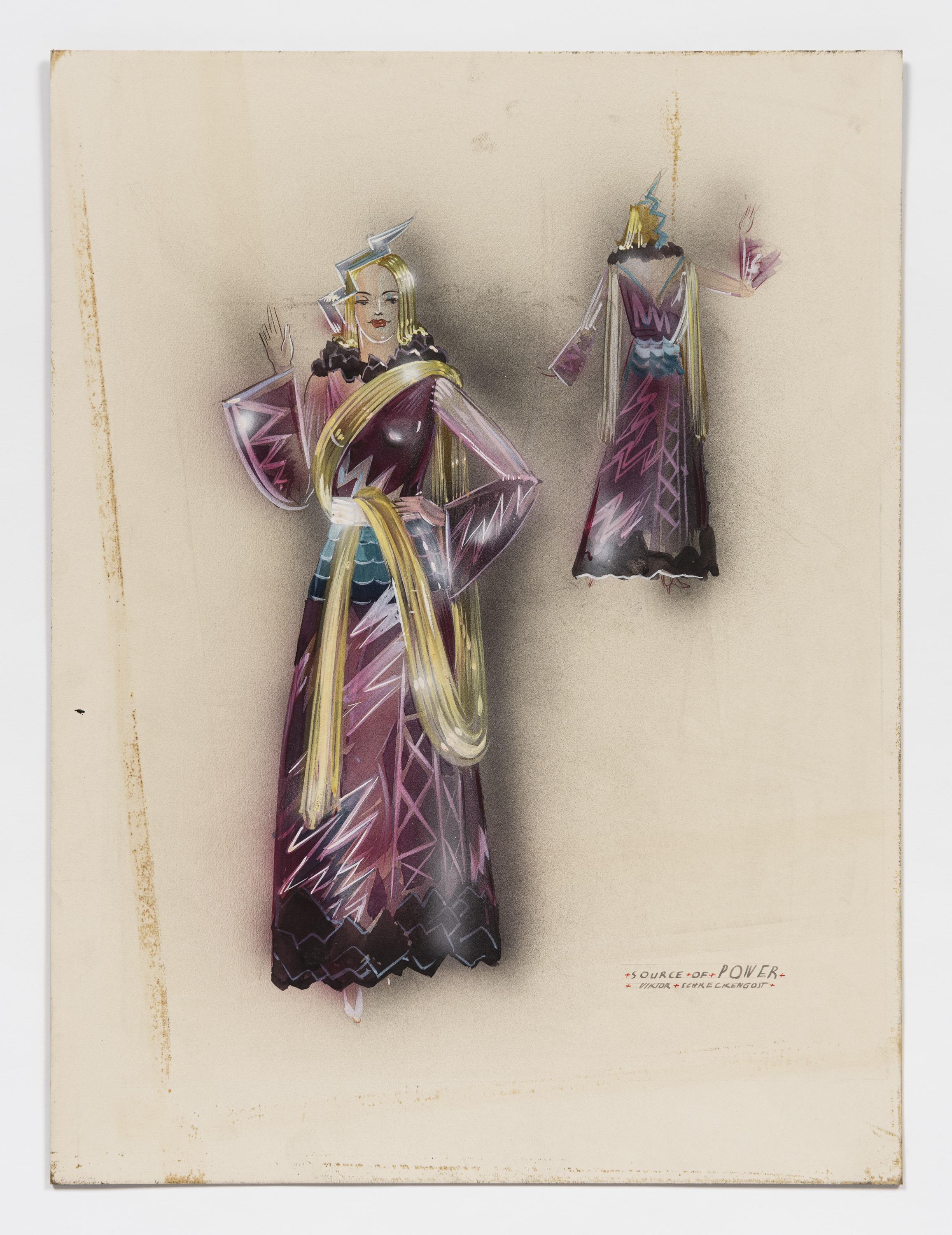 Costume Drawing for the Akron Rubber Ball: Source of Power (Female)