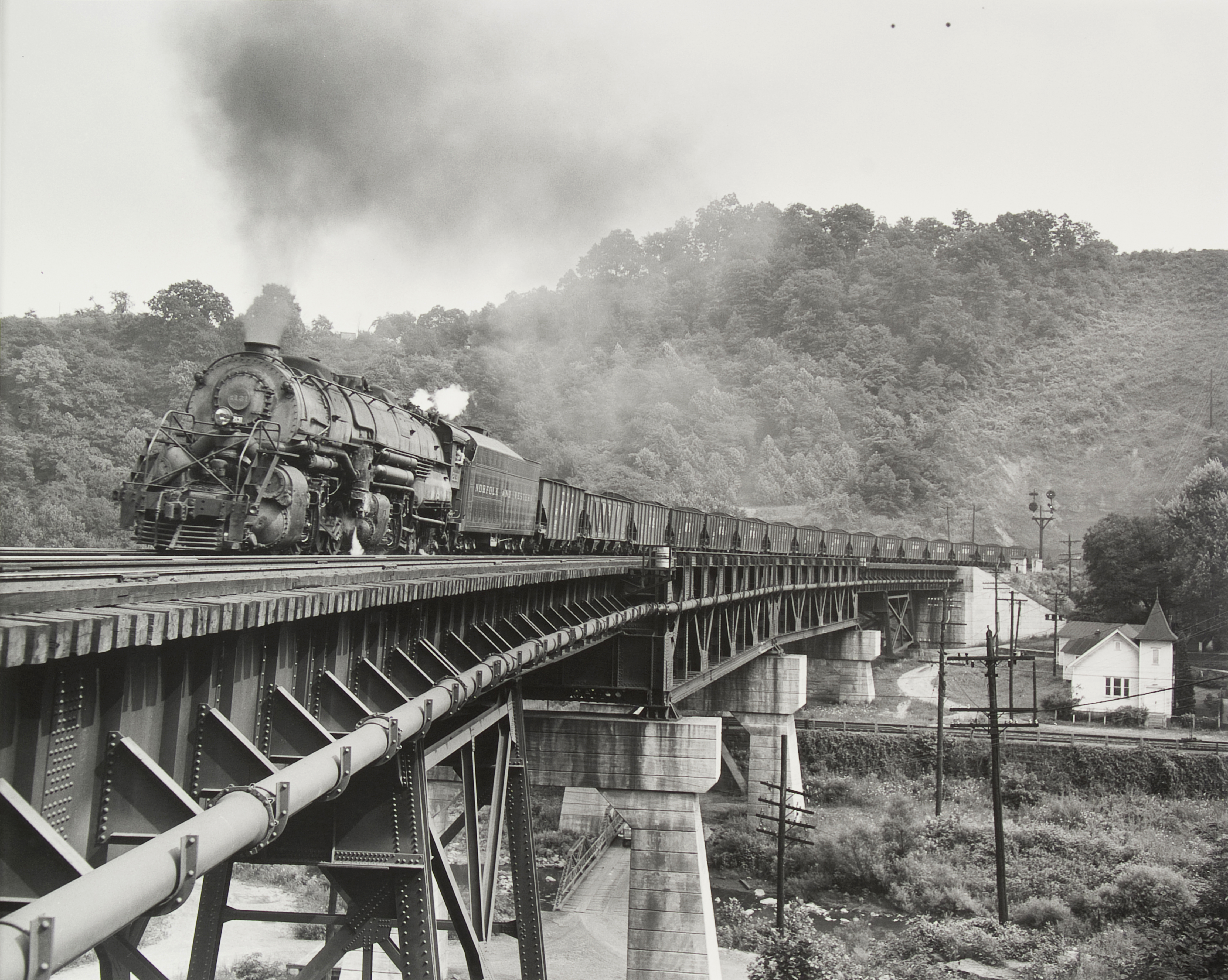 Train of Empty Coal Hopper Cars on Bridge 854, West of Cooper Tunnel, Cooper, West Virginia
