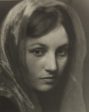 Portrait of a woman in scarf, close-up