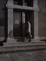Man entering employment office
