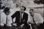 LBJ speaking with two political officials