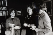 White House secretaries Jill S. Cowen, Priscilla Wear, and Phyllis Mills drinking coffee