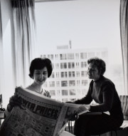 Sue Mortensen and another White House secretary reading a newspaper