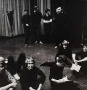 Meredith Burch, Barbara Coleman, Janis Ingersoll, and other White House secretaries at theatre rehearsal