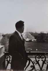 Man standing in U.S. Capitol building looking across Washington Mall towards Washington Monument
