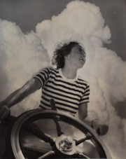 Portrait of girl steering ship
