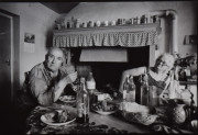 Man and wife eating at home, France