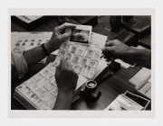 A “fingerprint card” showing the markings of the fingers of each hand, thousands of these cards are stored on computers in the Police Records Department, NYC