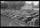 Parked Cars near race track, Lancaster, August 1938