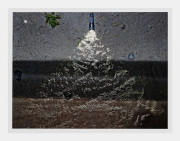 Tent-Camera Image on Ground: Beach, Wave, Ocean and Flashlight