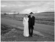 Daughter, Arathea Booth, on her wedding day with father, Bill Booth, visiting from Norway,  Marshallville, Ohio