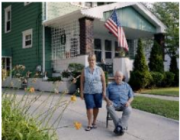 Michelle Winterbotham with father, Duke Dye, in driveway, Cuyahoga Falls, Ohio